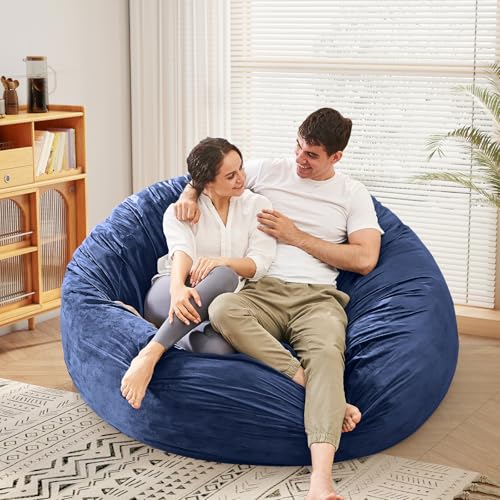 Bean Bag Chairs for Adults - Giant Bean Bag Chair Convertible Bean Bag Bed - Beanbag Chair with Micro Fiber Cover/Furniture Foam Filler