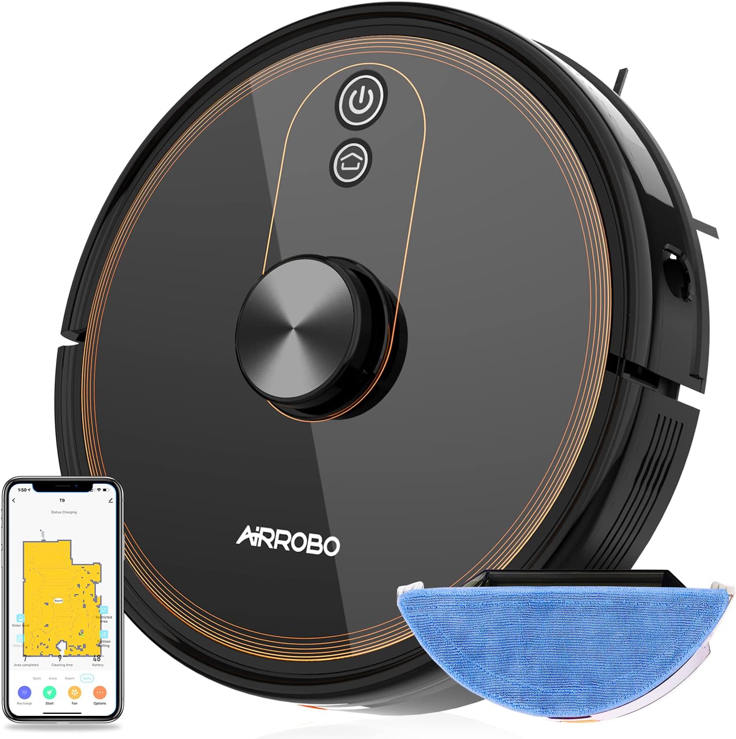 AIRROBO T10+ Robot Vacuum and Mop with Auto Dirt Disposal, Lidar Navigation, Compatible with Alexa and Google Assistant, 250Min Runtime