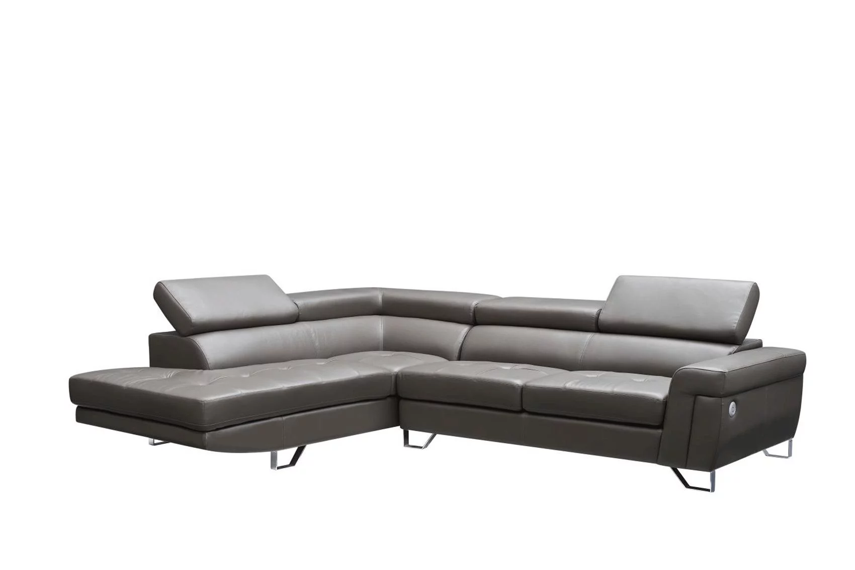 Dark Gray Top-grain Leather Sectional Sofa LEFT 1807 ESF Contemporary Modern - Radiant Selections