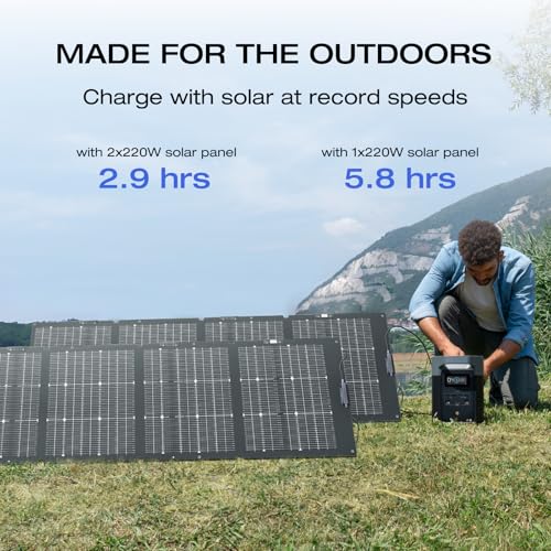 EF ECOFLOW Solar Generator DELTA2 with 220W Solar Panel, LFP(LiFePO4) Battery, Fast Charging, Portable Power Station for Home Backup Power