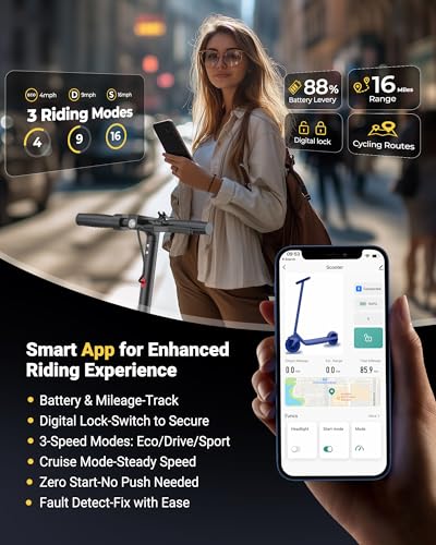 Electric Scooter for Adults & Teens, 350W Motor Up to 16 MPH, 12 Miles Range, 8.5" Honeycomb Tires, APP Control