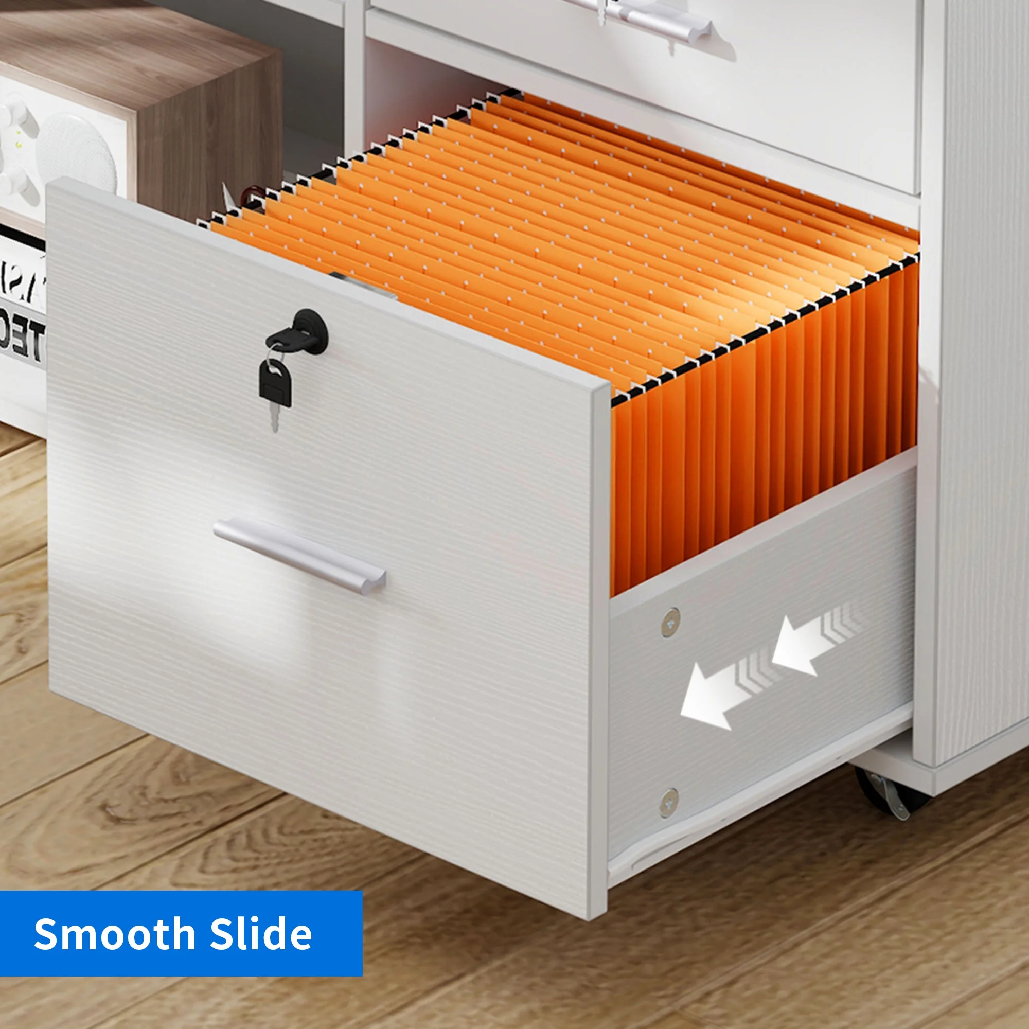 Dextrus 3 Drawer File Cabinet with Charging Station