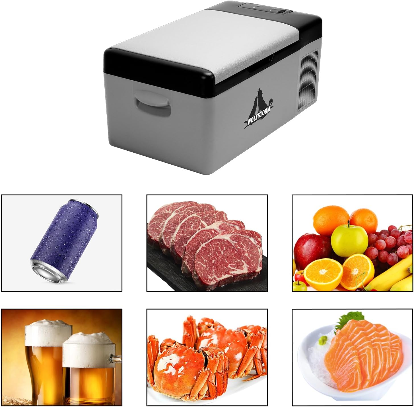 Portable Car Refrigerator Freezer 12/24V DC and 110-240V AC (-4°F~68°F) 15L /16 Quart Mini Fridge Cooler for RV Van Vehicle Boat Traveling Outdoor