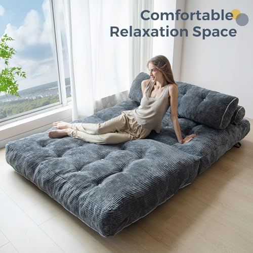 MAXYOYO Folding Sofa Bed, Convertible Sleeper Chair with Pillow Foldable Mattress with Back Support