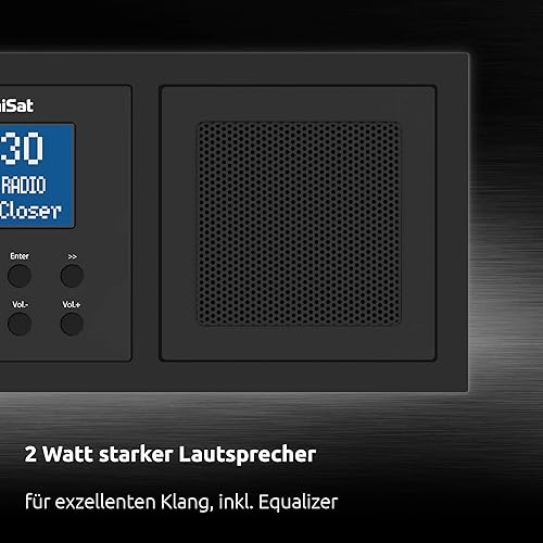 TechniSat DIGITRADIO UP 1 - DAB+ Unterputzradio zur Anbringung in jeder Doppel Unterputzdose (DAB, UKW, Bluetooth-Empfang, dimmbares LCD-Display