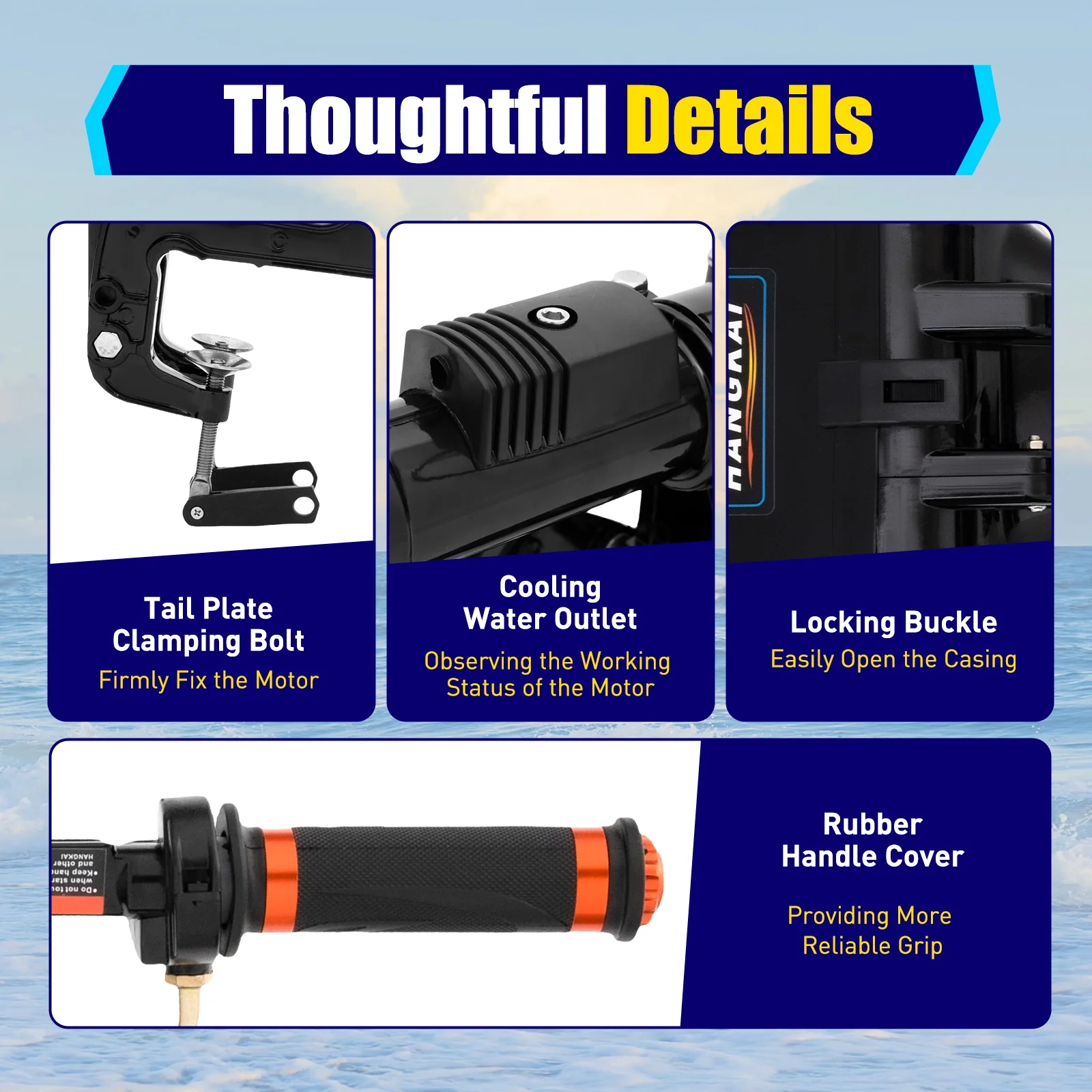 Miumaeov Outboard Motor 3.6HP 2-Stroke Single Cylinder Water Cooling Marine Propeller Fishing Boat Manual Start Outboard Engine for Kayak Yacht