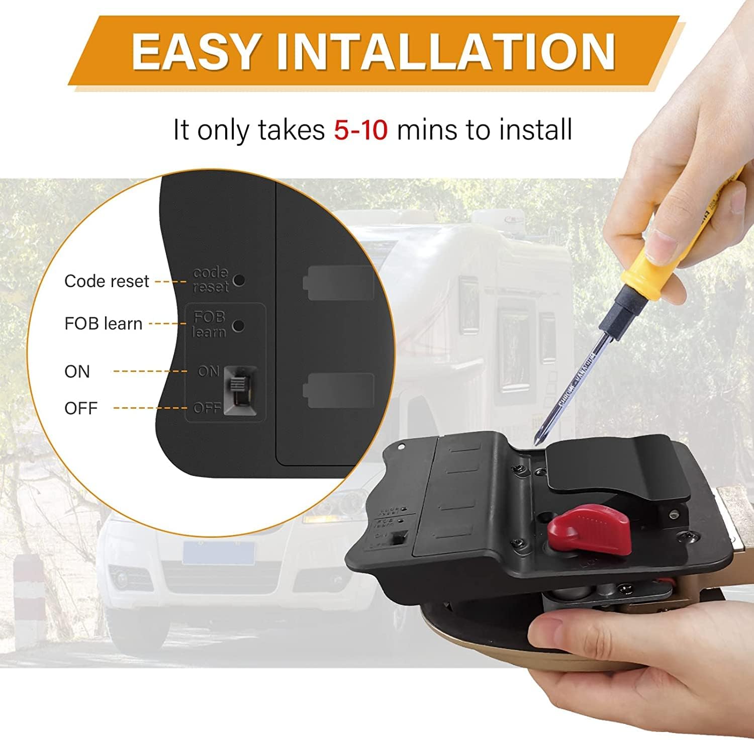 Rv Keyless Entry Door Lock, Waterproof RV Door Lock with Backlit Keypad & 2 Fobs & Key, Keyless Rv Entry Door Lock for RV Caravan Trailer Camper