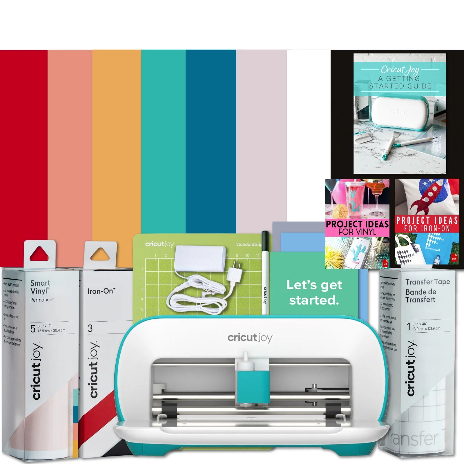 Cricut Joy Smart Machine with DIY Vinyl Decal Sampler & Essential Tools Starter Bundle