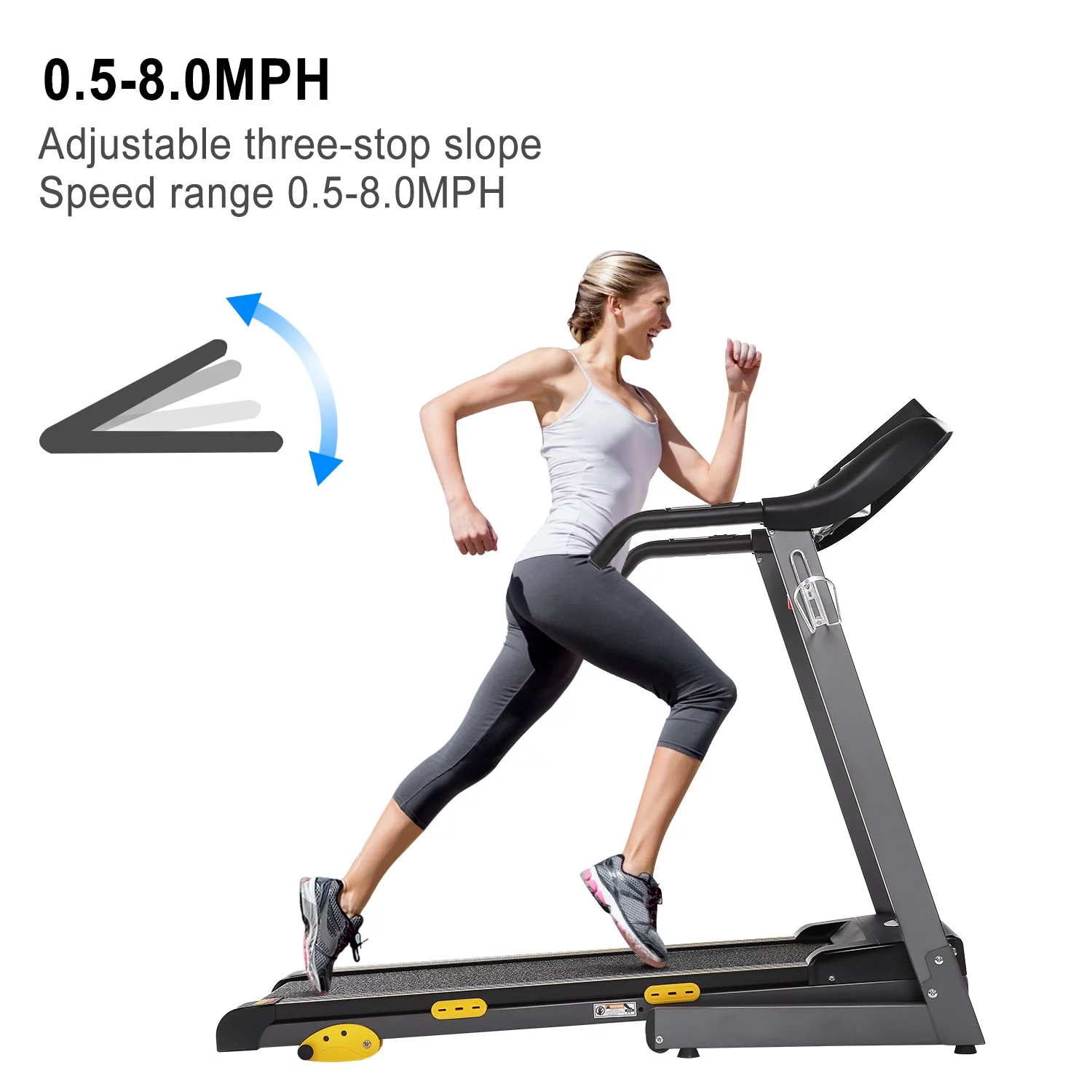 Treadmill Folding Treadmill with 17 In. Wide Running Machine with Incline Quiet 1.5 HP Power 12 Preset Program Max Speed 7.5MPH