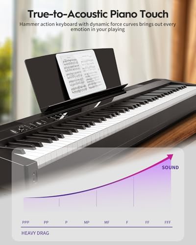 STRICH Digital Piano 88 Key Full Size Weighted Keyboard, Hammer-Action Portable Electric Piano For Beginner Adults, Bundle With Sustain Pedal