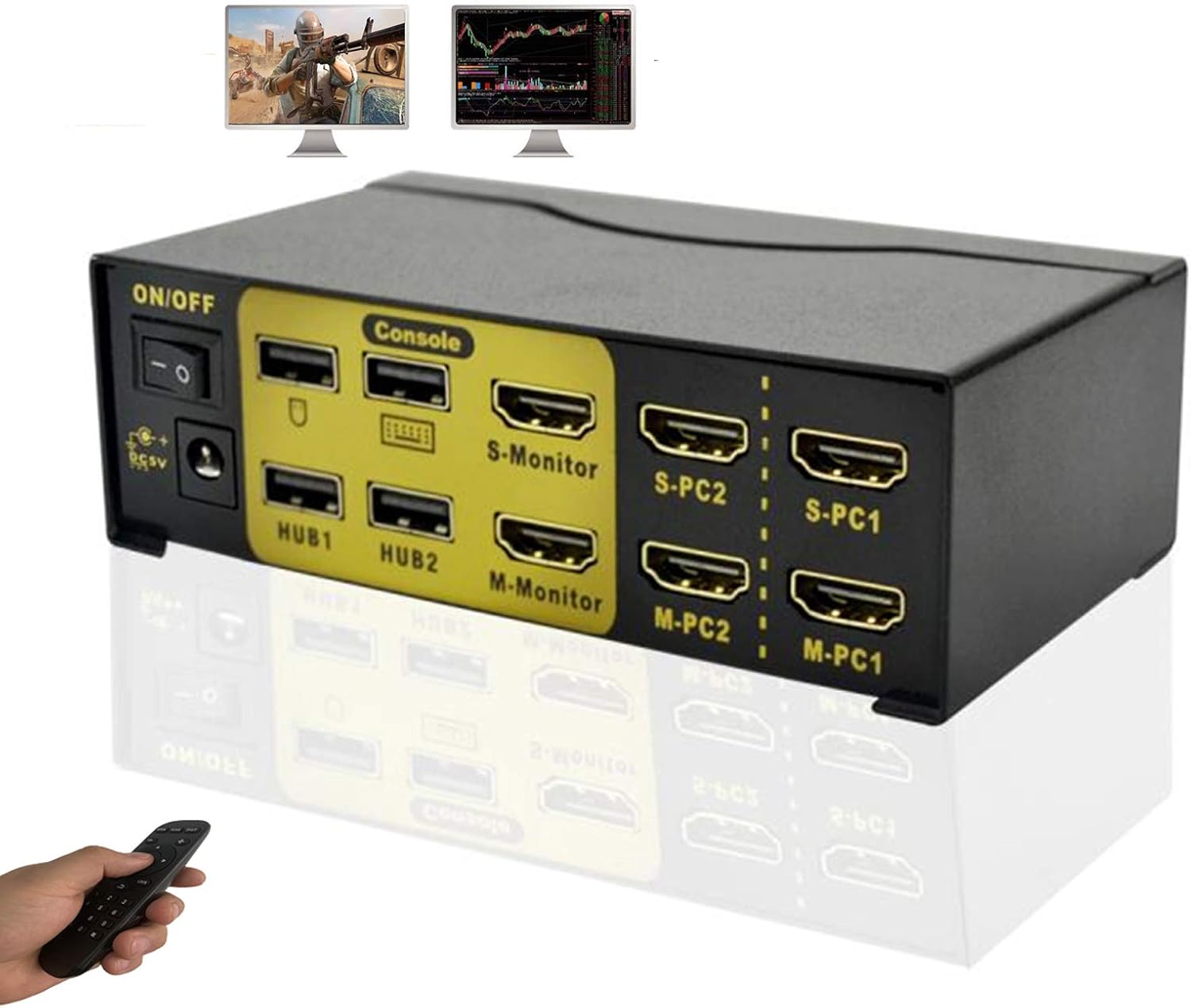 Kvm Switch Dual Monitor HDMI 2 Port,USB Kvm Switch with USB 2.0 Hub,4k@30Hz,for 2 Computers Share Dual Video Screen and Keyboard Mouse
