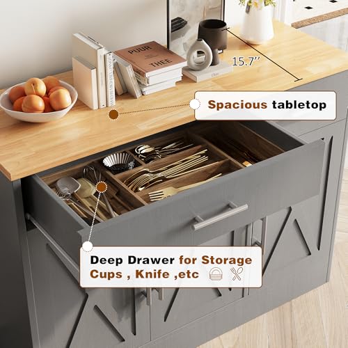 Vongrasig 43&rdquo; Sideboard Buffet Cabinet with Storage, Farmhouse Coffee Bar with Drawers and Shelves, Wood Buffet Table for Kitchen, Dining Room