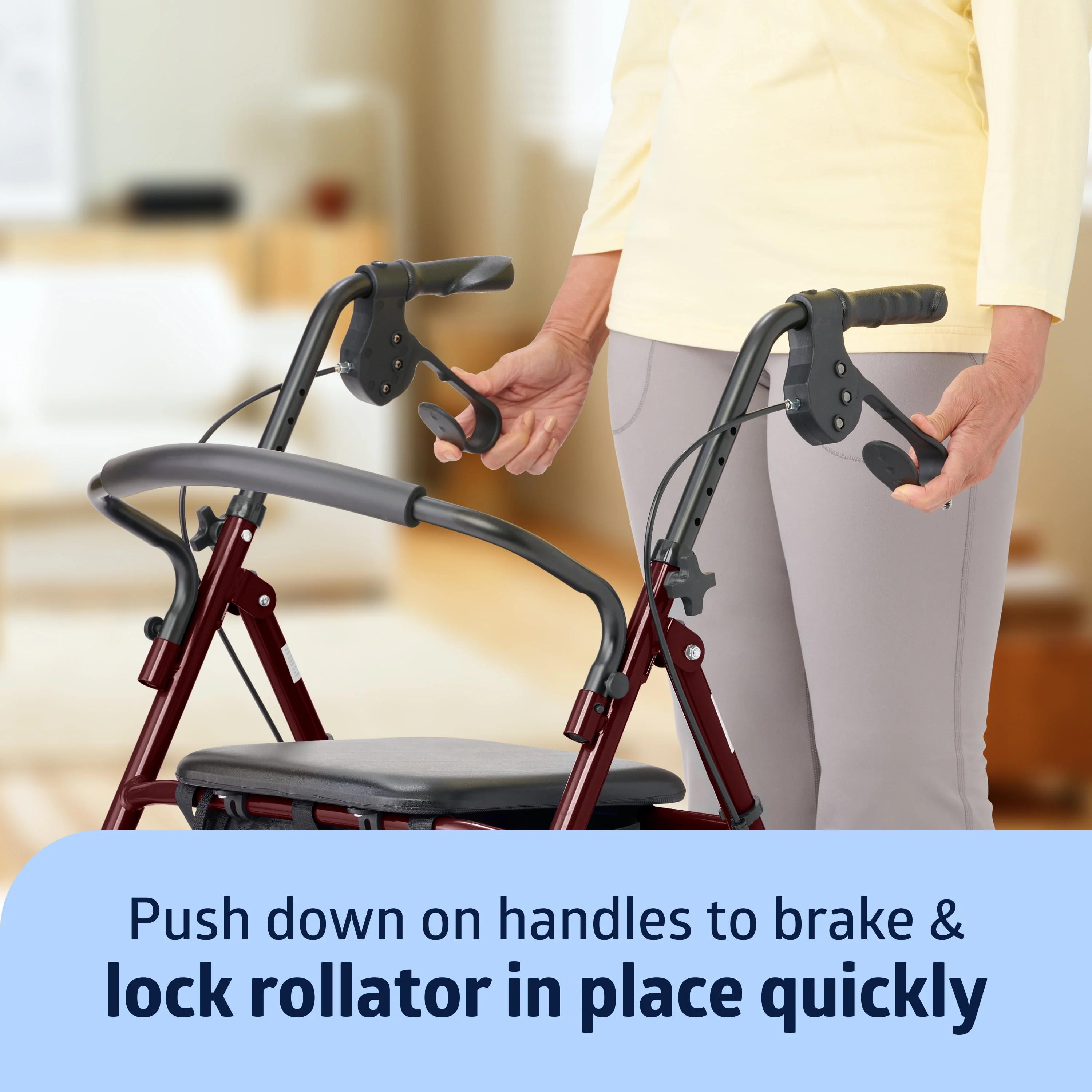 Medline Steel Rollator Walker for Adult, Burgundy, 350 lb. Weight Capacity, 8鈥?Wheels, Foldable, Adjustable Handles