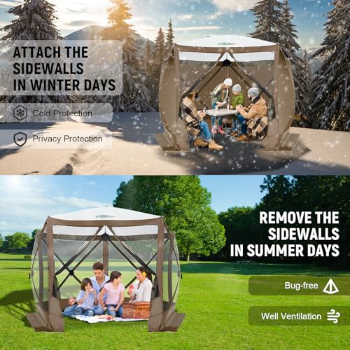 COBIZI 12x12ft Pop up Gazebo Screen Tent Screen House for Camping, Camping Outdoor Screened Gazebo, Canopy Tent