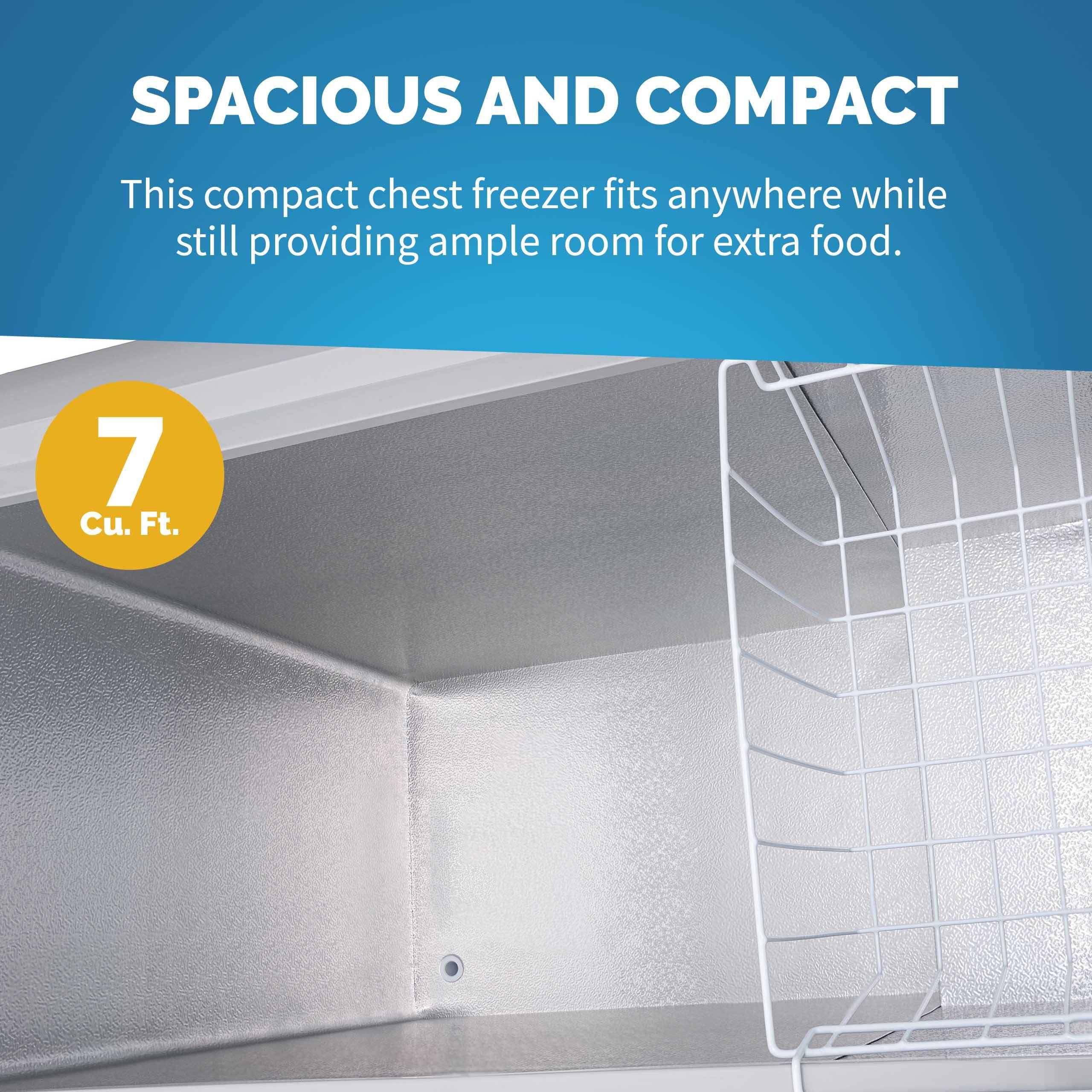NewAir 6.7 Cu. Ft. Compact Chest Freezer in Cool Gray, Temperature Control, Fast Freeze Mode, Door Alarm, Wire Basket, Self-Diagnose Program