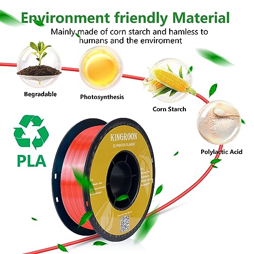 Kingroon Silk PLA Bundle 3D Printer Filament, Dimensional Accuracy +/- 0.03 mm, 10 kg Spool(22lbs)