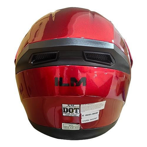 ILM Bluetooth Motorcycle Helmet Modular Flip up Full Face Dual Visor Mp3 Intercom FM Radio DOT Model 902BT(Matte Black, Large)