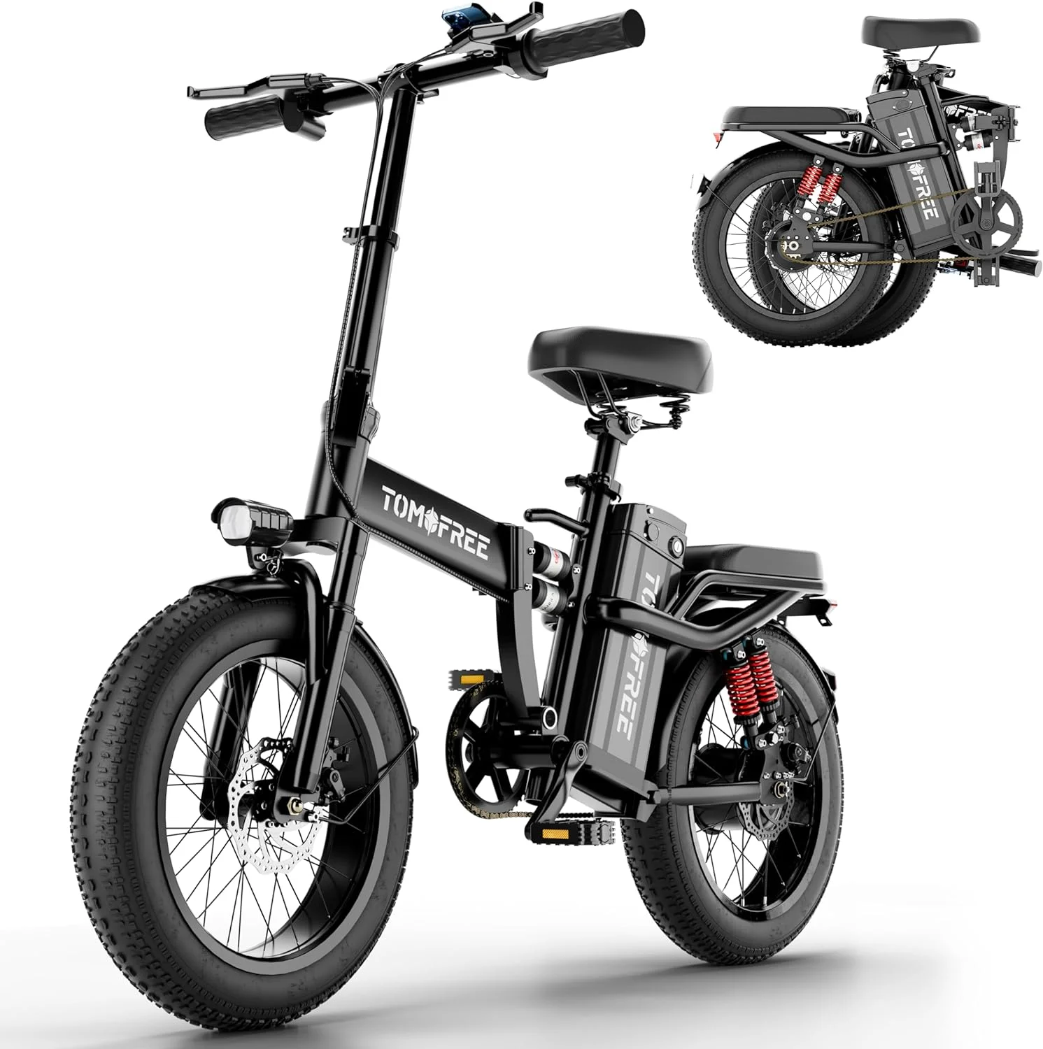 T1 Electric Bike for Adults 1200W Motor, 31MPH, 48V 20AH Folding E-Bike,16 * 3" Tire Mountain Snow Bike LED Display 330lbs Load Capacity