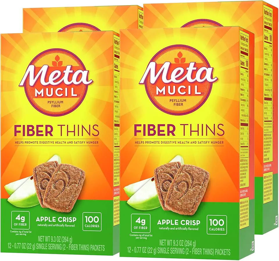 Metamucil, Fiber Thins, Daily Psyllium Husk Fiber Supplement, Supports Digestive Health and Satisfies Hunger, Apple Crisp Flavor