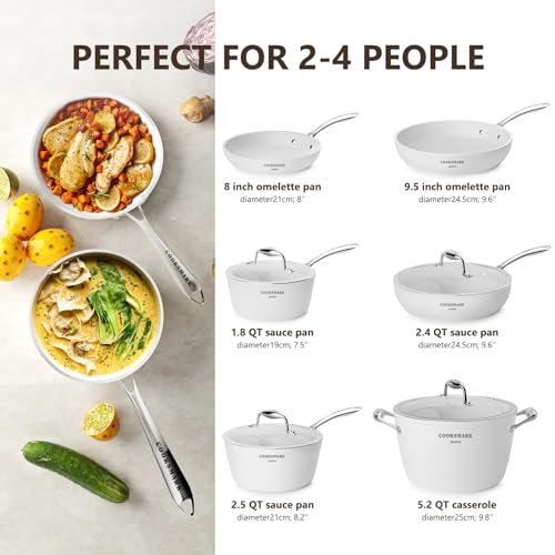 COOKSMARK 10 Piece Hammered Copper Cookware Set with Nonstick Coating, Induction Pots and Pans Set Dishwasher Safe
