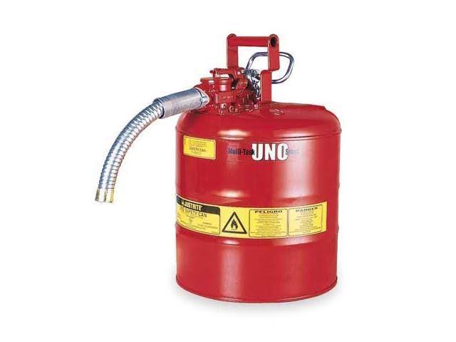 Justrite 5 Gallon Red Safety Can Type II AccuFlow 5/8x22 Hose 7250120