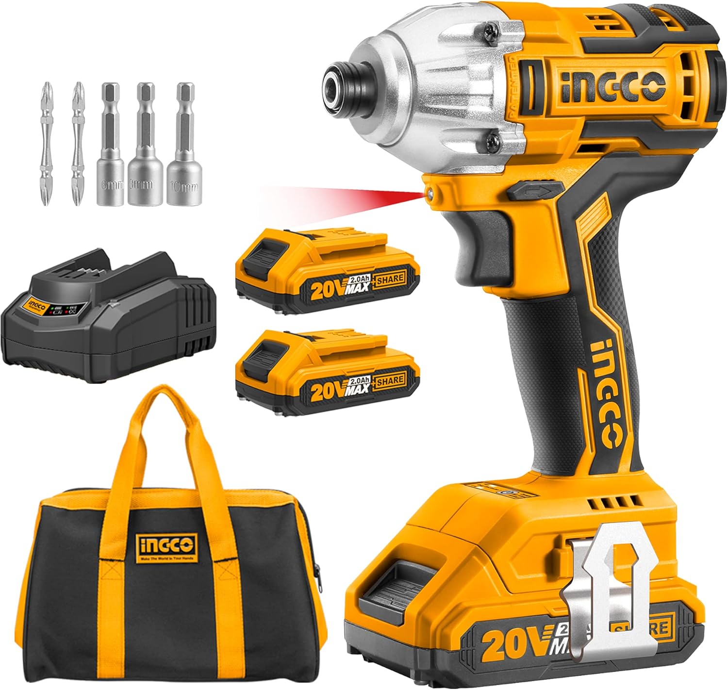 INGCO 20V Brushless Cordless Impact Driver Set CIRLI2002A