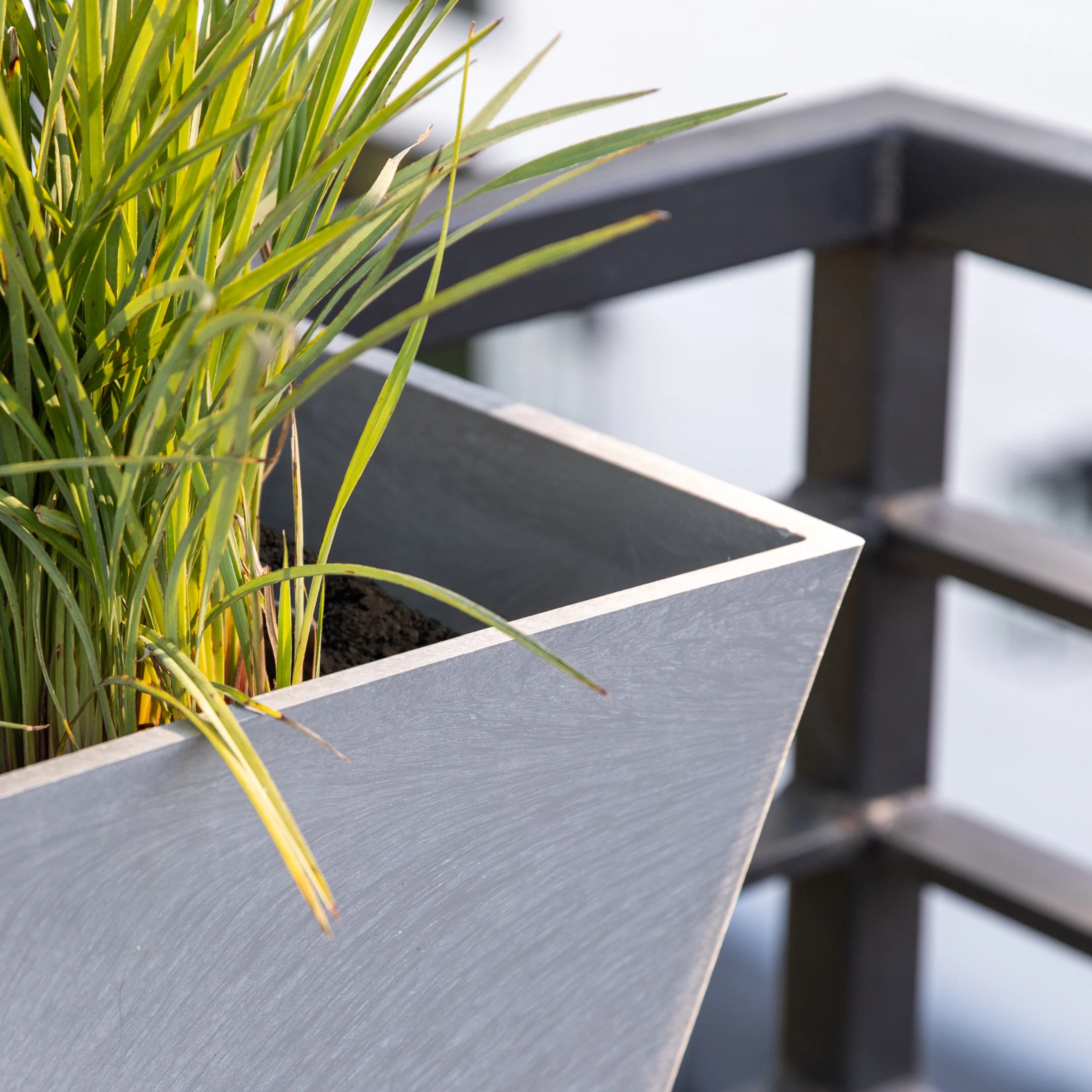 Veradek Pure Series Railing 36" Plastic Planter - Gray