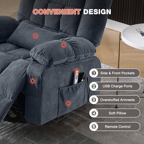 Power Lift Recliner Chair with Vibration Massage and Lumbar Heating for Elderly