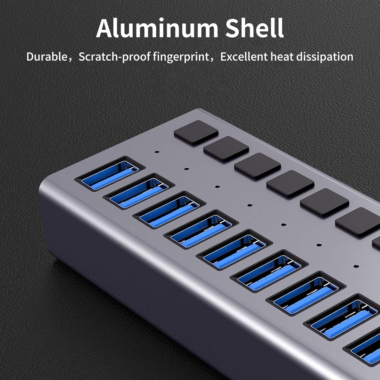ACASIS Powered USB Hub 16 Ports USB 3.0 Data Hub with Individual On/Off Switches and 12V7.5A 90W Power Adapter USB Hub 3.0 Splitter for Laptop, PC