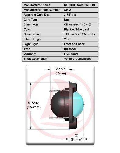 New SR2 Marine Venture Compass Bulkhead Mount for Sailboat - Ritchie S