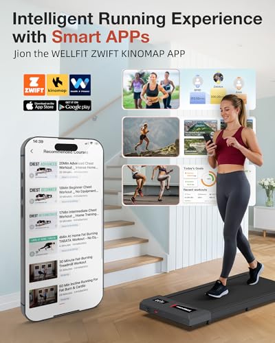 WELLFIT 10% Incline Walking Pad, 3HP 4MPH/7.6MPH 265/350 lb+ Capacity Treadmills for Home, Wide Running Area Treadmill with Mute Remote