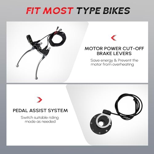 PEXMOR Electric Bike Conversion Kit, 48V 1200W 26" Wheel E-Bike Hub Motor Kit