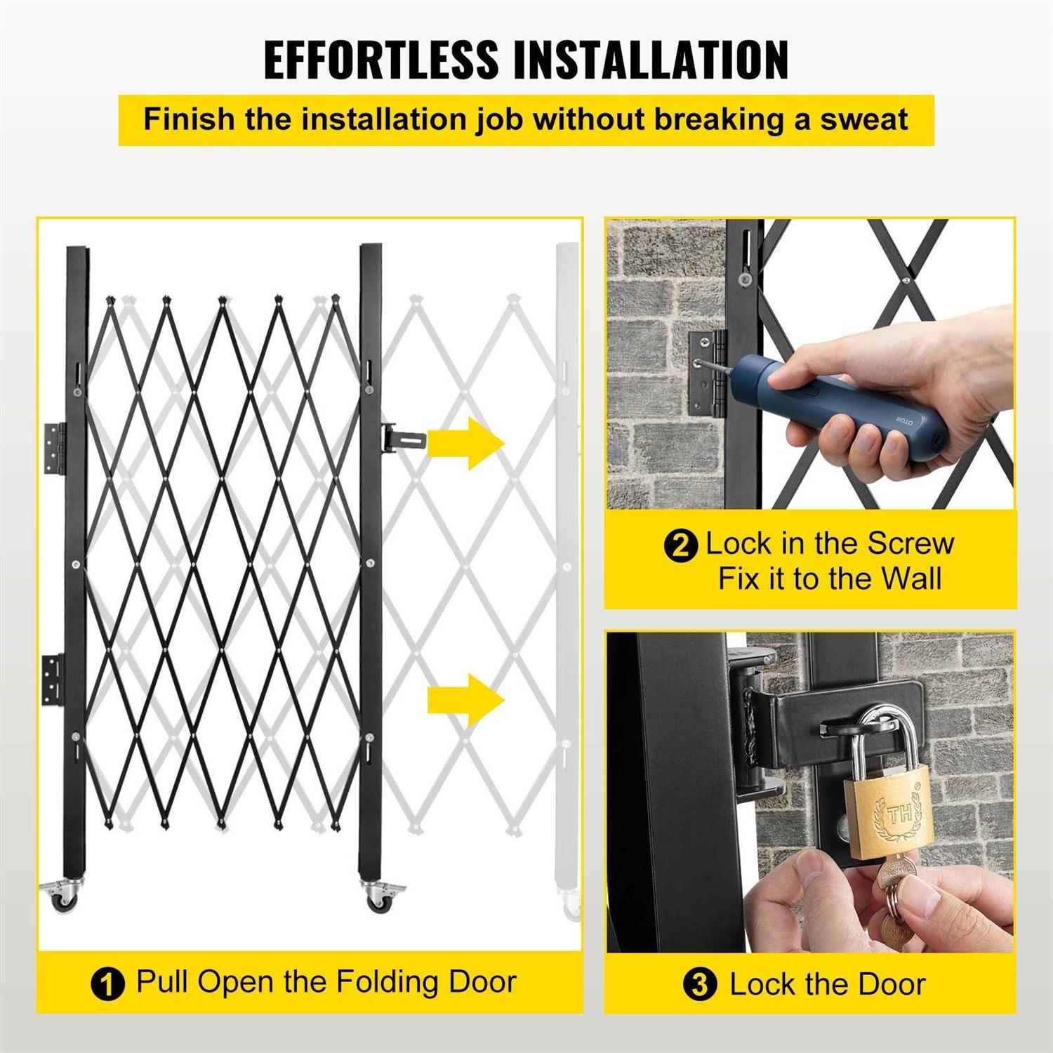 VEVOR Single Folding Security Gate H x Folding Door Gate
