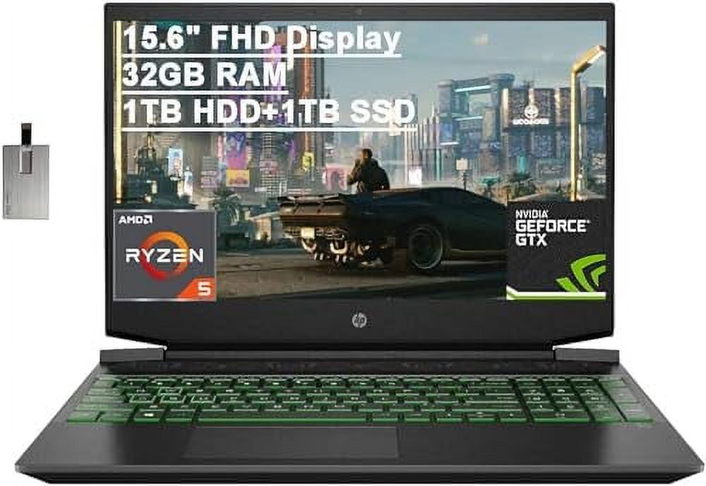 HP Pavilion 15.6" FHD Gaming Laptop Laptop Computer, AMD Ryzen 5-4600H, 32GB RAM, 1TB HDD+1TB SSD, Backlit Keyboard, B&O Audio, HD Webcam