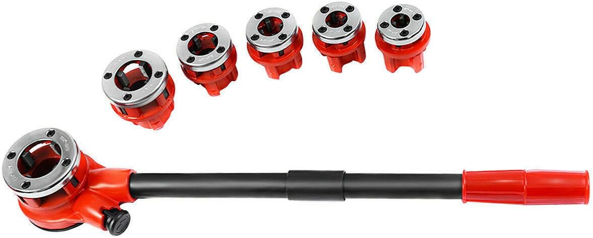 New Ratchet Ratcheting Pipe Threader Kit Set w/ 6 Dies and Storage Case Pack of 2