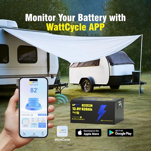 12V 314Ah Mini LiFePO4 Lithium Battery with Bluetooth 5.0, 200A BMS, 4.01kWh Energy, Upgraded Aluminum Cooling Fins & Braided Copper Wires, for RV