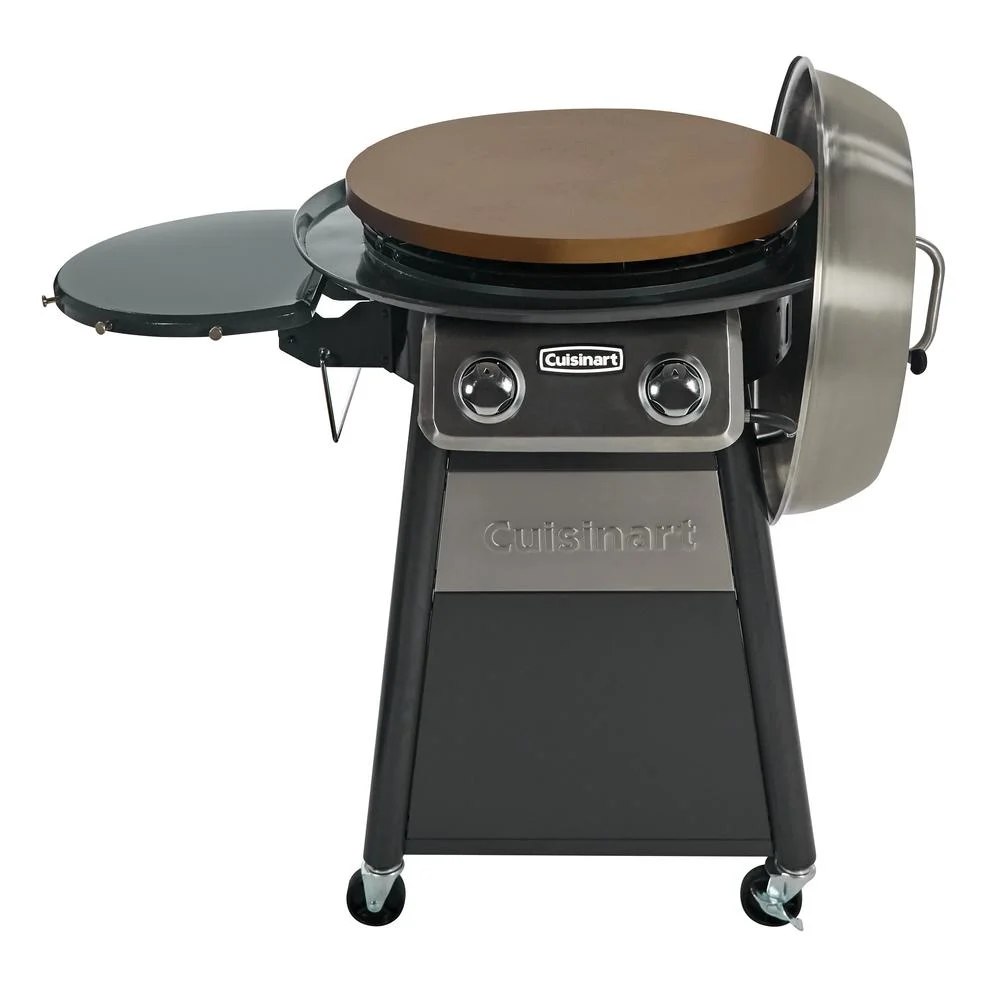 2-Burner Propane Gas 360-Degree Griddle Cooking Center in Gray with Stainless