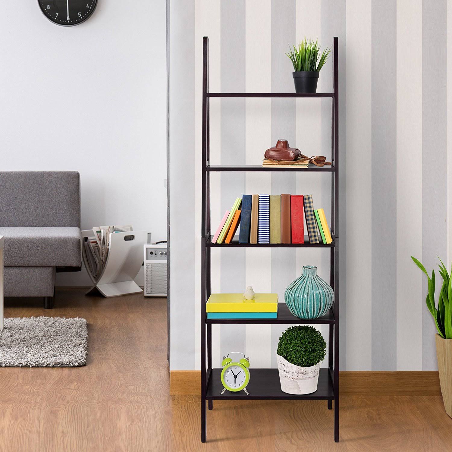 Casual Home 5 Shelf Ladder Bookcase, Espresso
