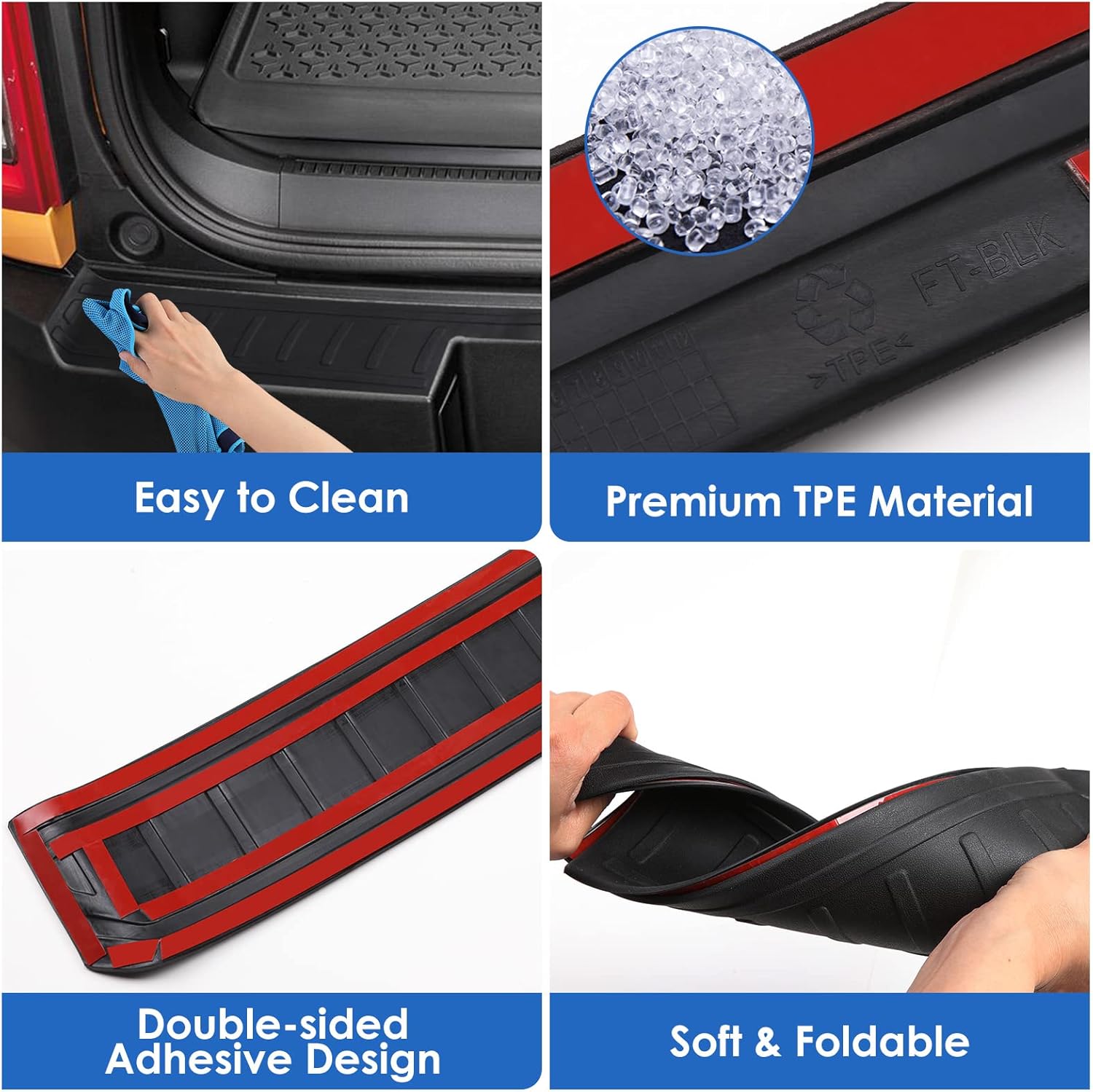 Car Bumper Guard Compatible with 2021 2022 Ford Bronco Sport Accessories Scratch Resistant Exterior Rear Trunk Door Entry Protective Mat Black