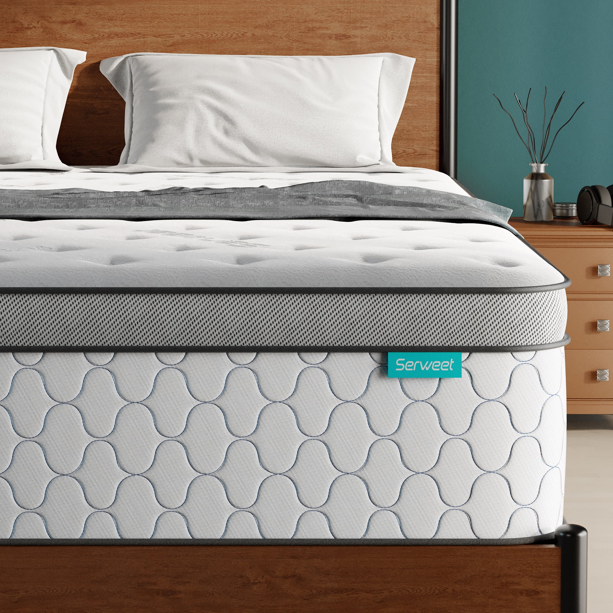 Full Size Mattress, Serweet 8 Inch Gel Memory Foam Hybrid Mattress, Fiberglass Free