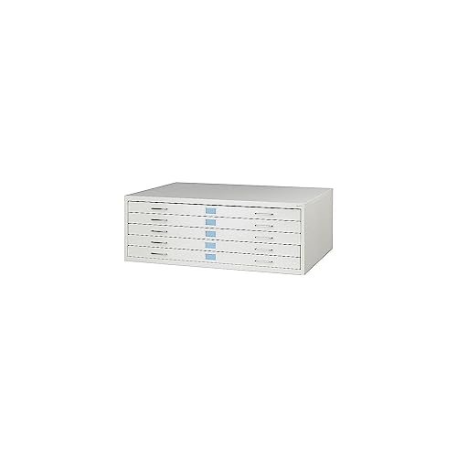 Safco Products 4969LG Facil Steel Flat File, 5 Drawer Metal Cabinet, Small (Optional Base Sold Separately), Light Gray