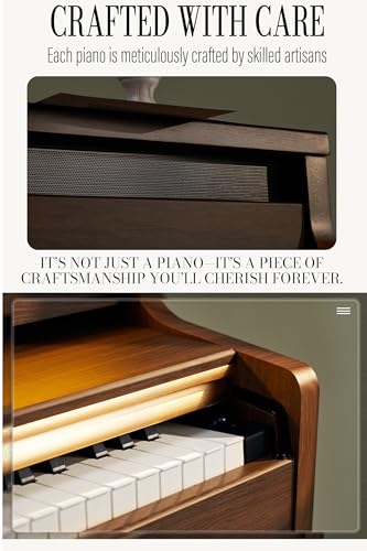 AKLOT Upright Digital Piano Keyboard: 88-Key Graded Hammer Action Weighted Keyboard with Ambient Light, Triple Pedal, USB-MIDI, Dual 25W Speakers