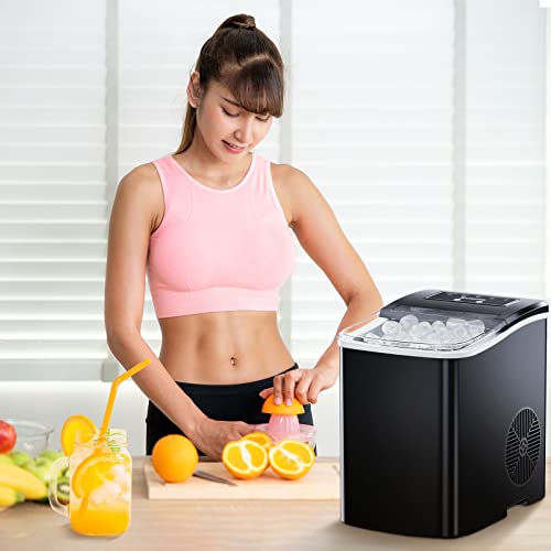 Portable Countertop Ice Maker Machine - with Ice Scoop, Basket, Makes 9 Ice Cubes in 8 Minutes, 26lbs/24 Hours