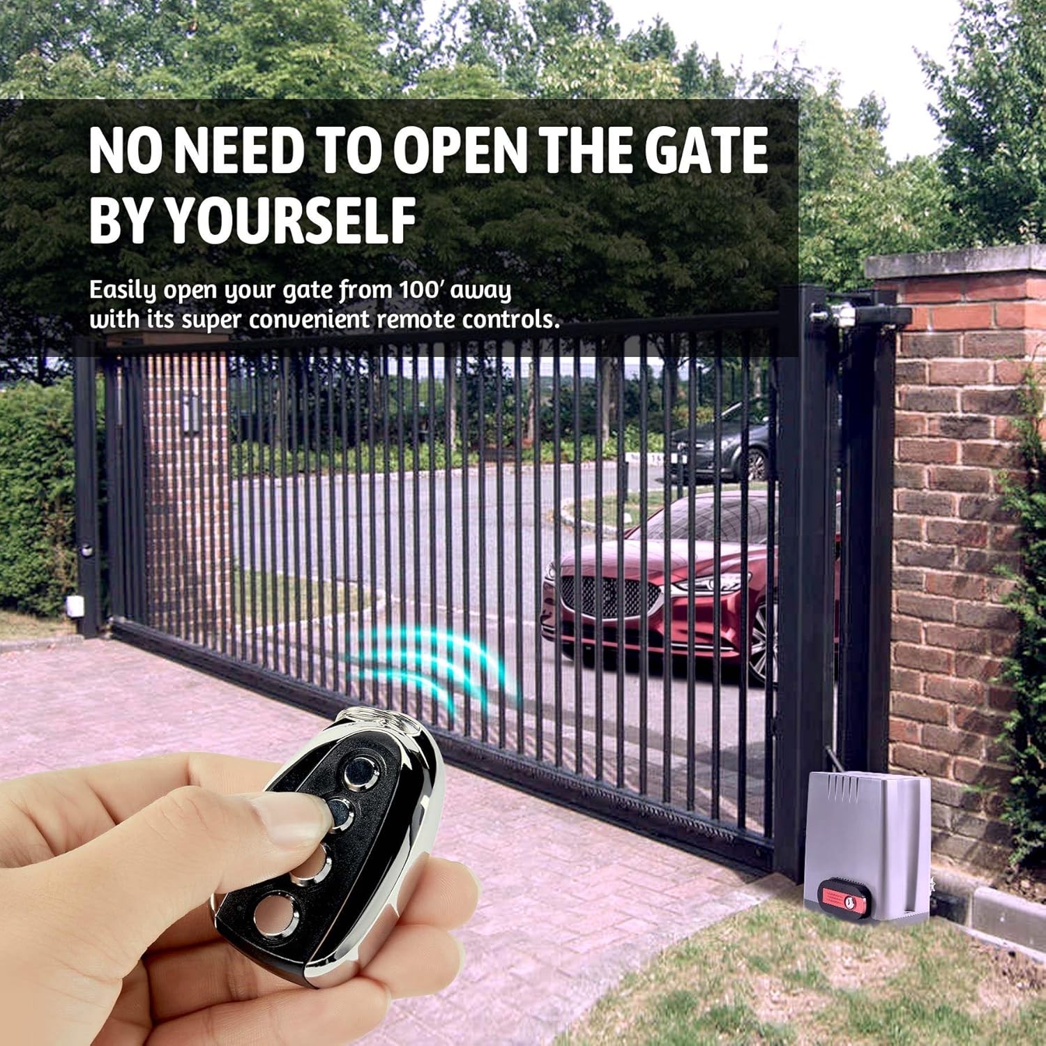 CO-Z 1800 lb Automatic Sliding Gate Opener with 2 Remote Controls, Electric Rolling Driveway Slide Gate Motor