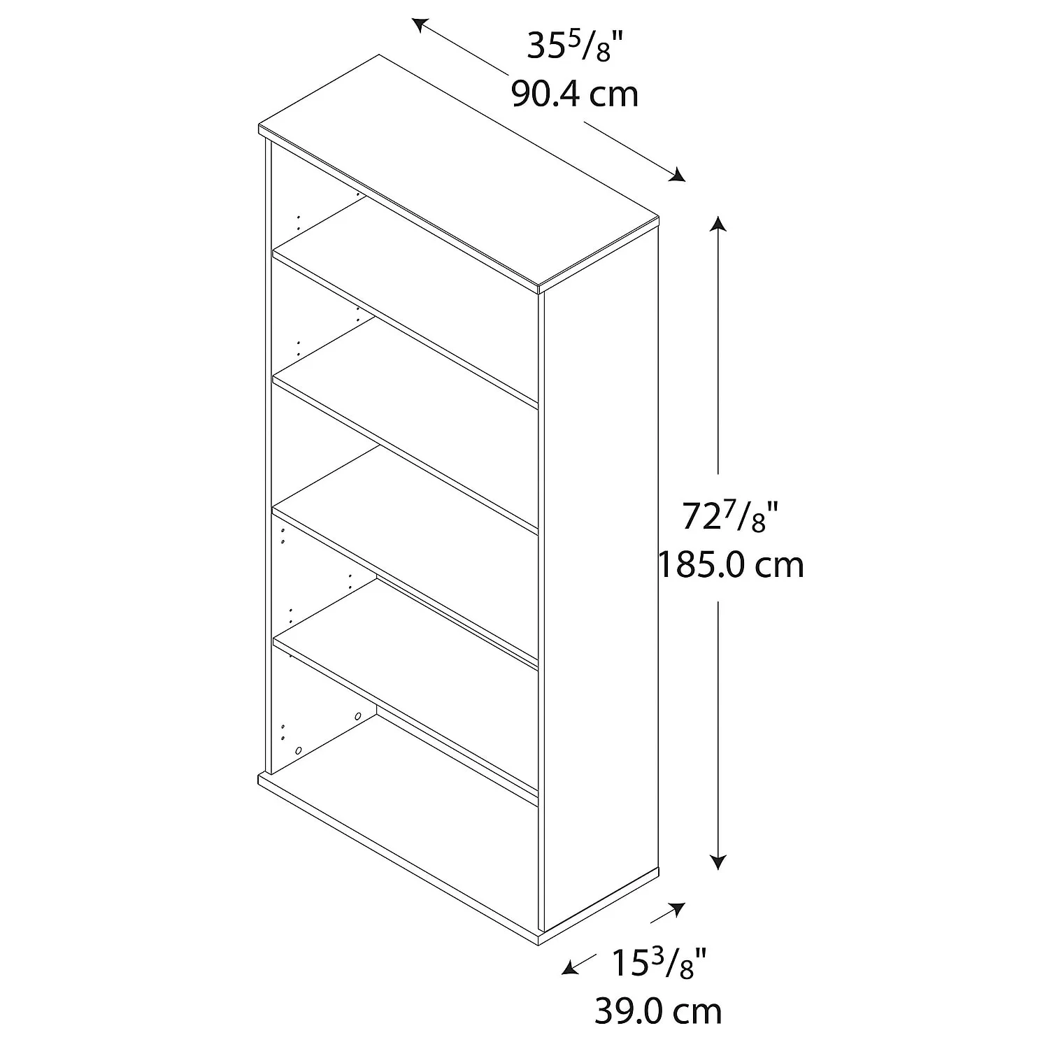 Series C 36" 5-Shelf Bookcase in Mahogany - Engineered Wood