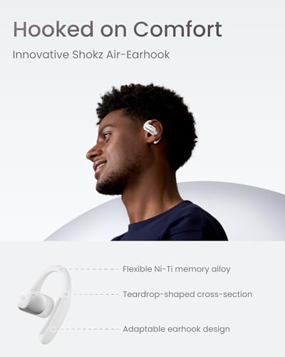SHOKZ OpenFit Air - Open-Ear Headphones, True Wireless Earbuds, Water Resistant, Secure Earhooks for Daily Use, Black