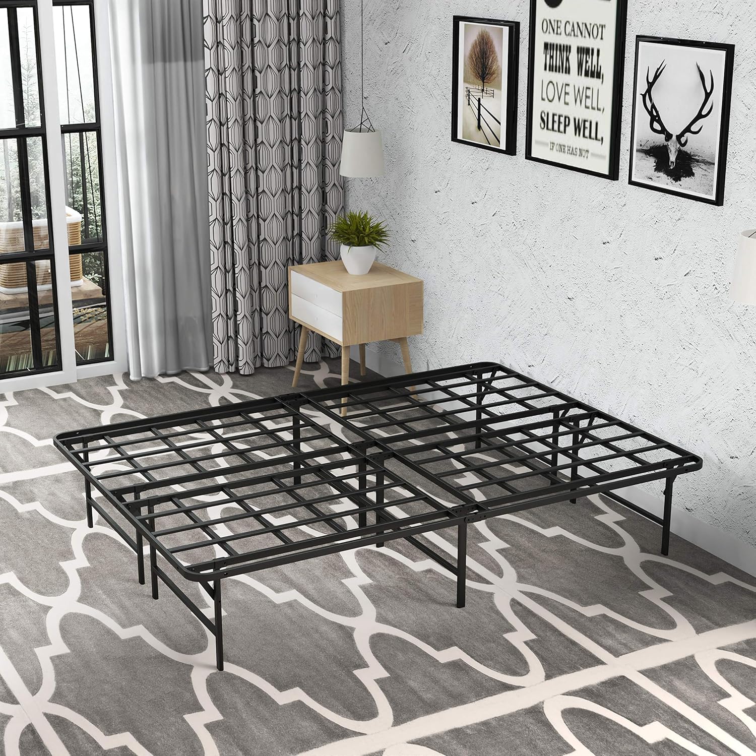 ZIYOO 16 Inch California King Platform Bed Frame Base, Mattress Foundation, Box Spring Replacement, Quiet Noise-Free