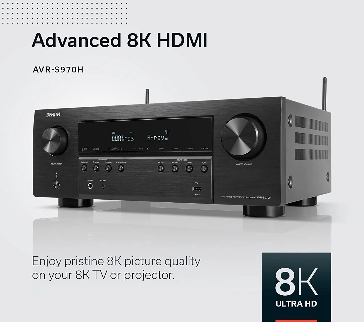Denon AVRS970H 7.2 Channel AV Receiver with DTS Virtual:X and Dolby Atmos with an Additional 1 Year Coverage by Epic Protect (2022)