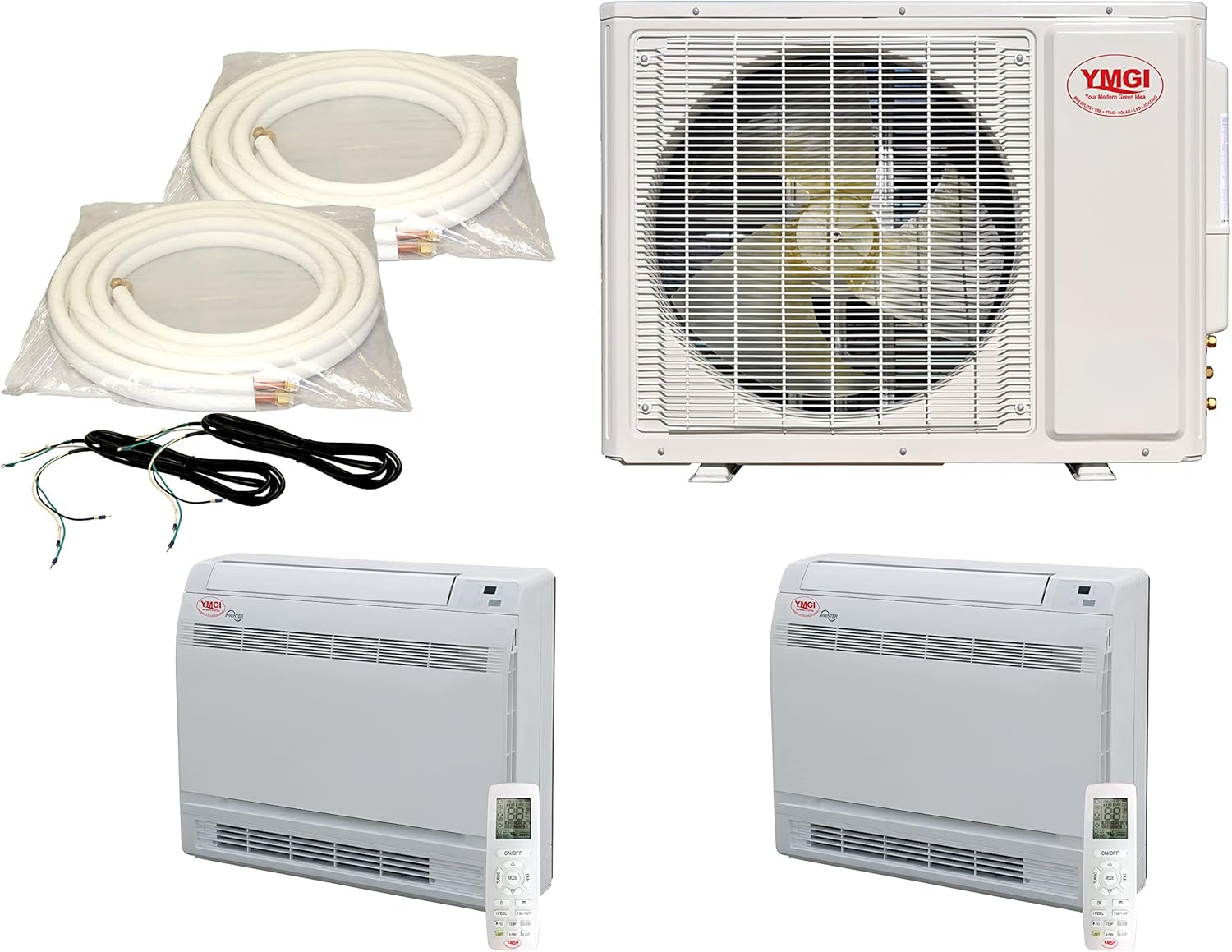 Mini Split Air Conditioner Heat Pump Dual Zone 36000 Btu Mini Split - 21 SEER 220V 2 x 18k Btu Console Indoor units