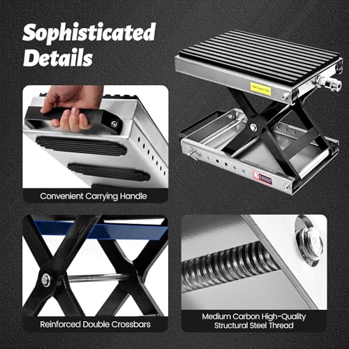 1500 LBS Motorcycle Jack, Thickened 0.48" Rubber Pad Motorcycle Stand Lift, Upgraded Labor-Saving Bearing